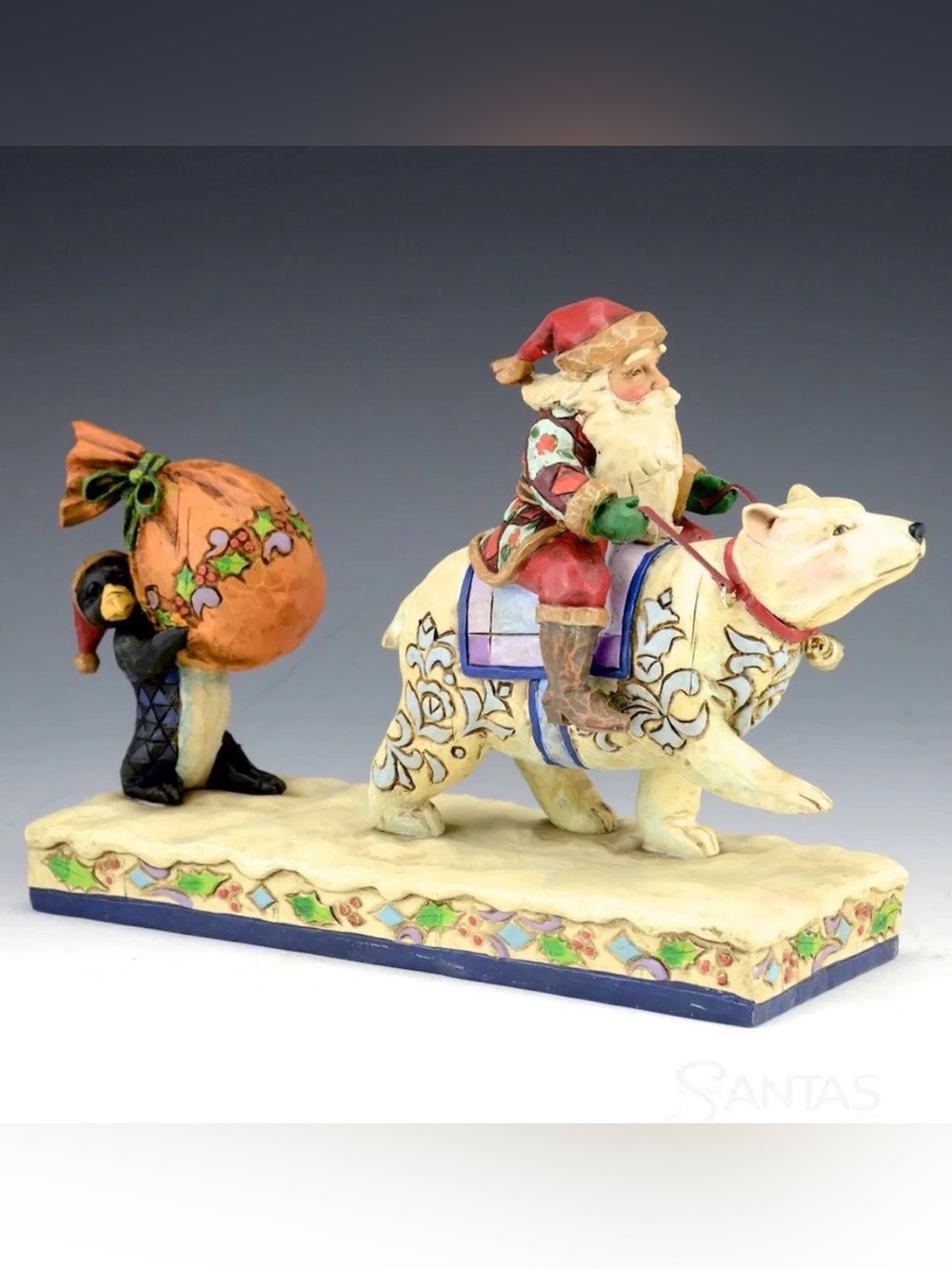 Jim Shore Heartwood Creek F4005320 'Delivering Winter Wishes' Santa & Polar Bear